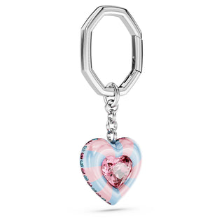 Key ring, Heart cut, Heart, Multicolored, Rhodium plated