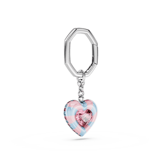 Key ring, Heart cut, Heart, Multicolored, Rhodium plated
