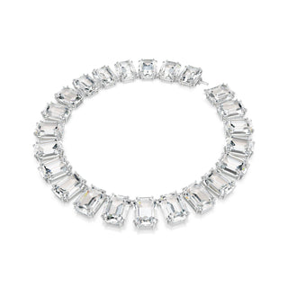 Millenia Tennis necklace, Octagon cut, White, Rhodium plated