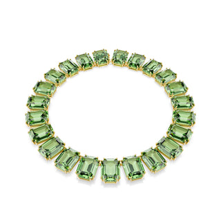 Millenia Tennis necklace, Octagon cut, Green, Gold-tone plated
