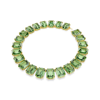 Millenia Tennis necklace, Octagon cut, Green, Gold-tone plated