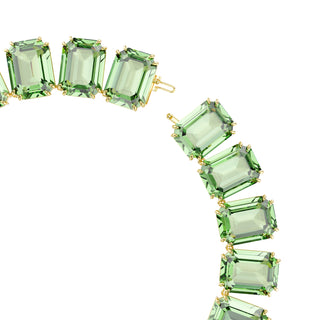 Millenia Tennis necklace, Octagon cut, Green, Gold-tone plated