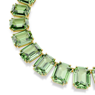 Millenia Tennis necklace, Octagon cut, Green, Gold-tone plated
