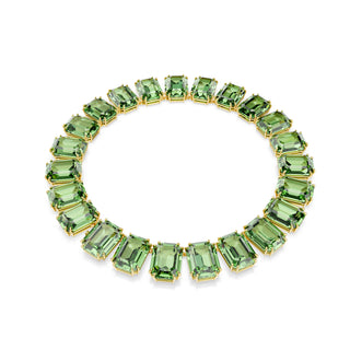 Millenia Tennis necklace, Octagon cut, Green, Gold-tone plated