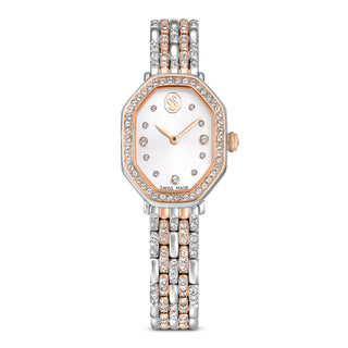 Dextera Octagon watch, Swiss Made, Metal bracelet, Silver tone, Rose gold-tone finish