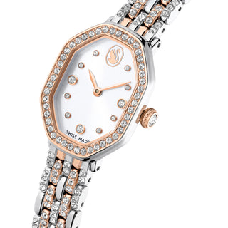 Dextera Octagon watch, Swiss Made, Metal bracelet, Silver tone, Rose gold-tone finish