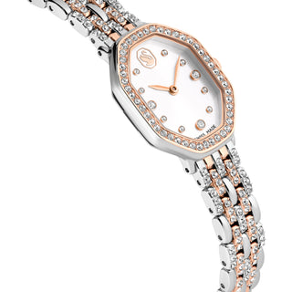 Dextera Octagon watch, Swiss Made, Metal bracelet, Silver tone, Rose gold-tone finish