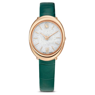 Imber watch, Swiss Made, Leather strap, Green, Rose gold-tone finish
