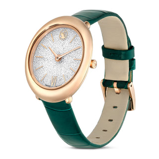 Imber watch, Swiss Made, Leather strap, Green, Rose gold-tone finish