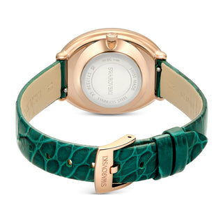 Imber watch, Swiss Made, Leather strap, Green, Rose gold-tone finish