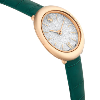 Imber watch, Swiss Made, Leather strap, Green, Rose gold-tone finish