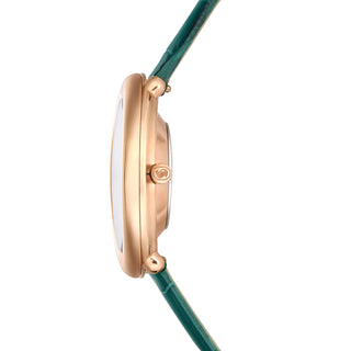Imber watch, Swiss Made, Leather strap, Green, Rose gold-tone finish