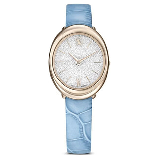 Imber watch, Swiss Made, Leather strap, Blue, Champagne gold-tone finish