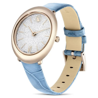 Imber watch, Swiss Made, Leather strap, Blue, Champagne gold-tone finish