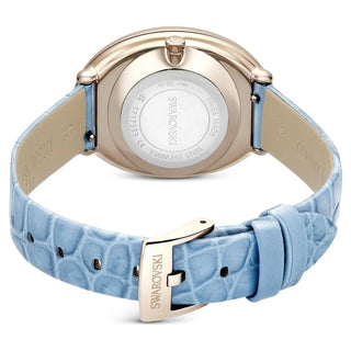 Imber watch, Swiss Made, Leather strap, Blue, Champagne gold-tone finish
