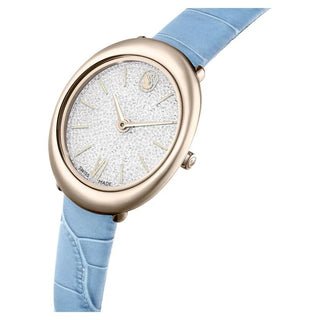 Imber watch, Swiss Made, Leather strap, Blue, Champagne gold-tone finish