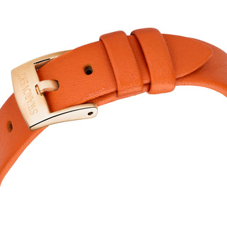 Imber watch, Swiss Made, Leather strap, Orange, Rose gold-tone finish