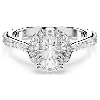 Una Angelic ring, Round cut, White, Silver-tone finish