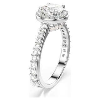 Una Angelic ring, Round cut, White, Silver-tone finish