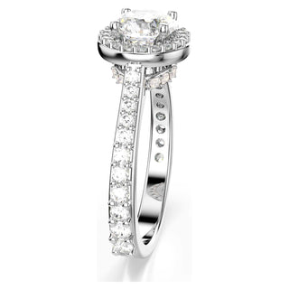 Una Angelic ring, Round cut, White, Silver-tone finish