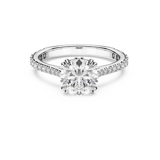 Stilla cocktail ring, Round cut, Pavé, White, Silver-tone finish