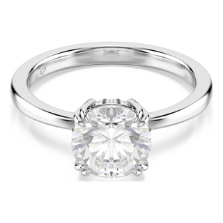 Stilla cocktail ring, Round cut, White, Silver-tone finish