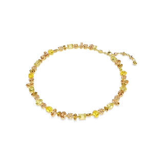 Gema Tennis necklace, Mixed cuts, Yellow, Gold-tone plated