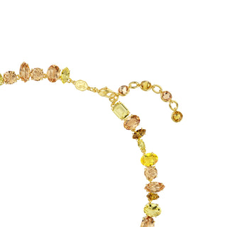 Gema Tennis necklace, Mixed cuts, Yellow, Gold-tone plated