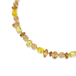 Gema Tennis necklace, Mixed cuts, Yellow, Gold-tone plated