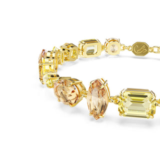 Gema bracelet, Mixed cuts, Yellow, Gold-tone plated