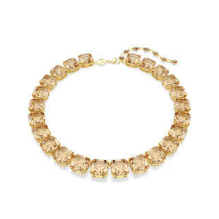 Millenia Tennis necklace, Octagon cut, Caramel, Gold-tone plated