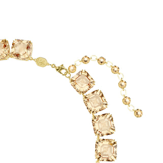 Millenia Tennis necklace, Octagon cut, Caramel, Gold-tone plated