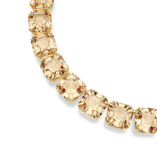 Millenia Tennis necklace, Octagon cut, Caramel, Gold-tone plated