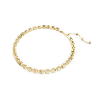 Millenia Tennis necklace, Octagon cut, Yellow, Gold-tone plated