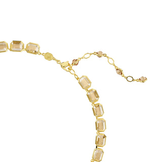 Millenia Tennis necklace, Octagon cut, Yellow, Gold-tone plated