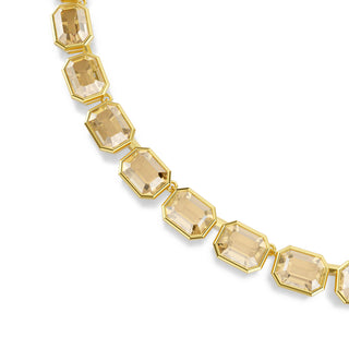 Millenia Tennis necklace, Octagon cut, Yellow, Gold-tone plated