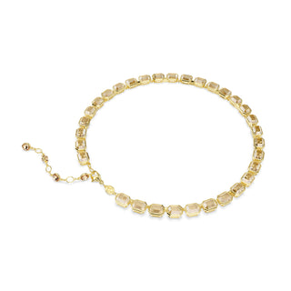 Millenia Tennis necklace, Octagon cut, Yellow, Gold-tone plated
