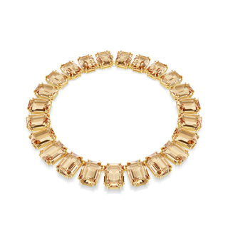 Millenia Tennis necklace, Oversized crystals, Octagon cut, Caramel, Gold-tone plated