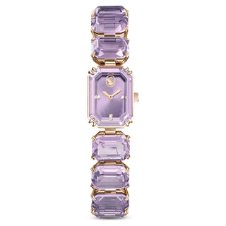 Watch, Octagon cut bracelet, Purple, Champagne gold-tone finish