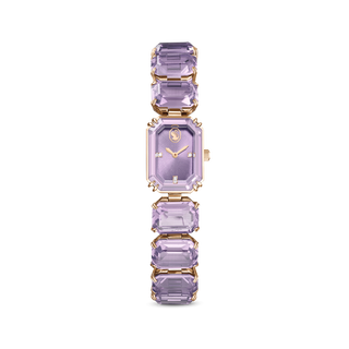 Watch, Octagon cut bracelet, Purple, Champagne gold-tone finish