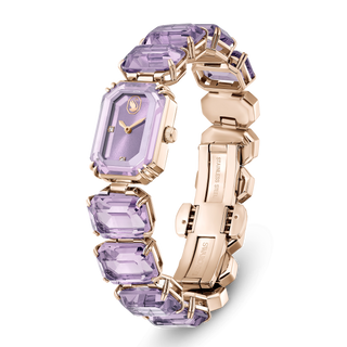 Watch, Octagon cut bracelet, Purple, Champagne gold-tone finish