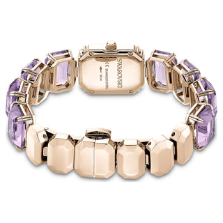 Watch, Octagon cut bracelet, Purple, Champagne gold-tone finish