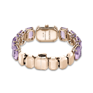 Watch, Octagon cut bracelet, Purple, Champagne gold-tone finish