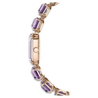 Watch, Octagon cut bracelet, Purple, Champagne gold-tone finish