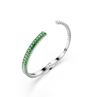 Matrix bangle, Mixed cuts, Green, Rhodium plated
