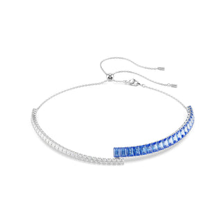 Matrix choker Mixed cuts, Blue, Rhodium plated