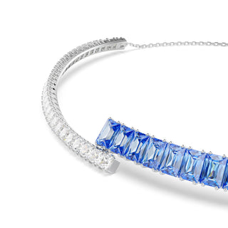 Matrix choker Mixed cuts, Blue, Rhodium plated