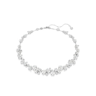 Constella necklace, Round cut, White, Rhodium plated