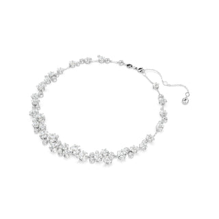 Constella necklace, Round cut, White, Rhodium plated