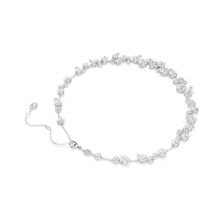 Constella necklace, Round cut, White, Rhodium plated